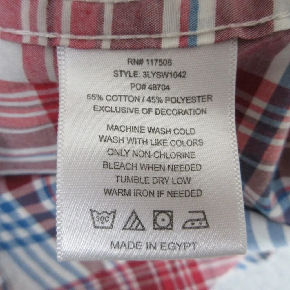 Vintage Levis Shirt Men S Red Blue White Plaid Preppy Americana Outdoorsy Casual